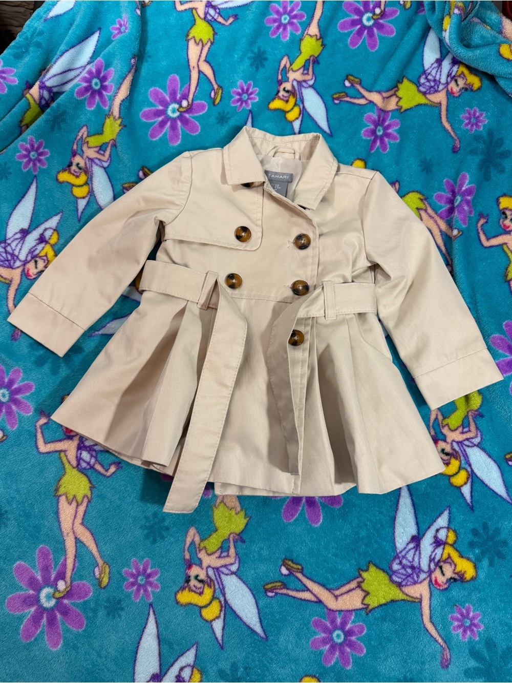 Tahari Baby Girls Trench Coat 12M Tan Double Breasted Belted NWT